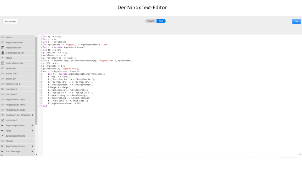 Ninox Text Editor